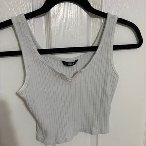 White crop top with tiny v neck